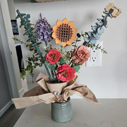 DIY 3D Wooden Flower Puzzle