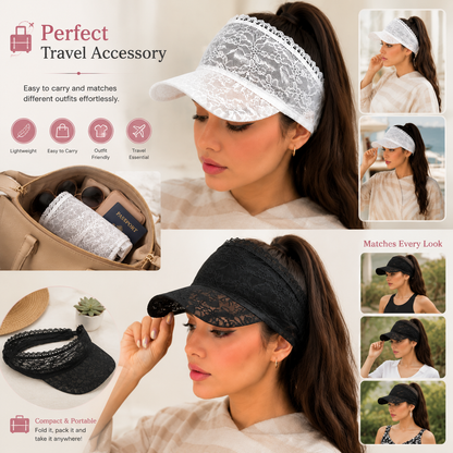 Elegant Lace Sun Visor Cap for Women