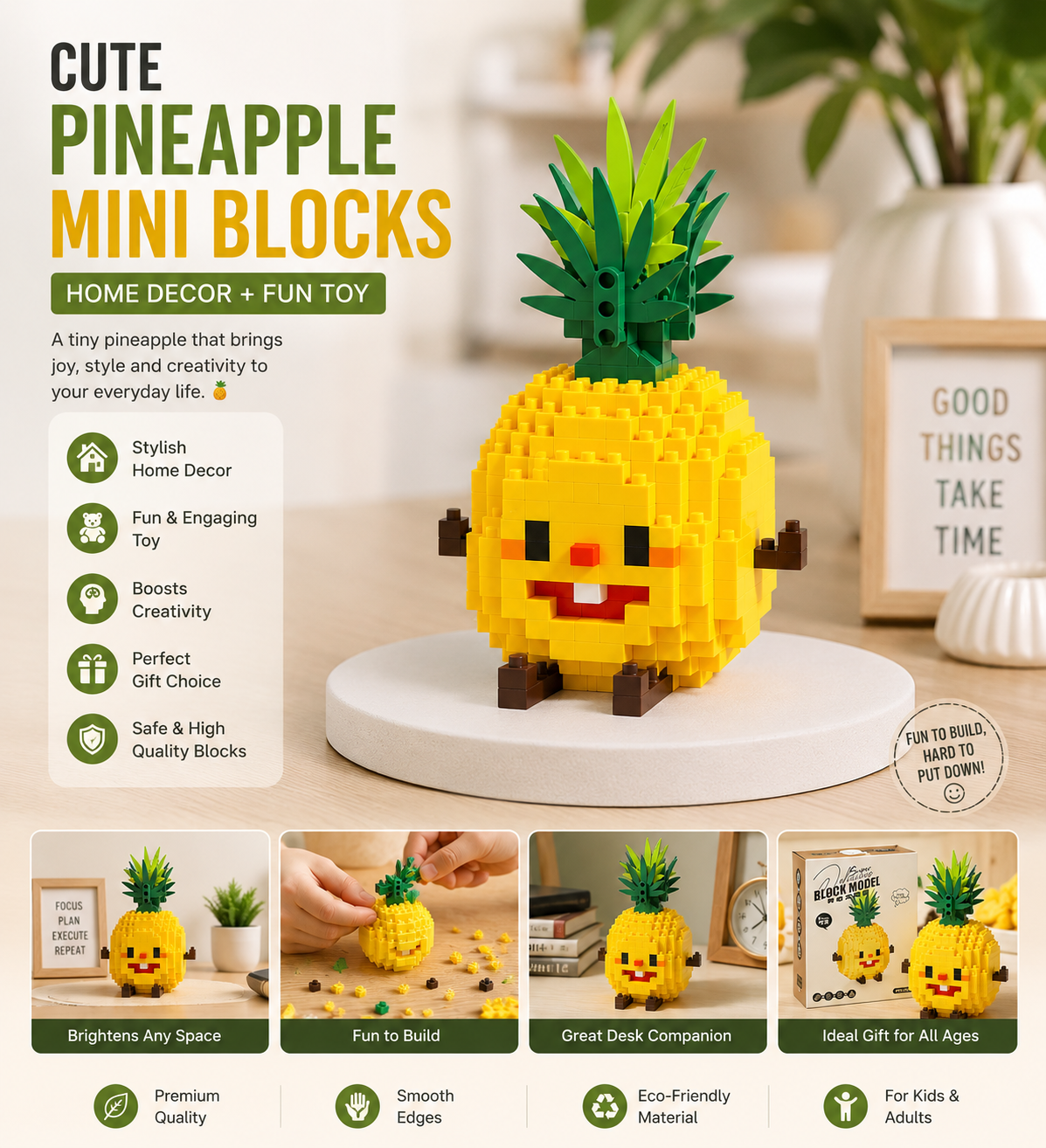 Food Shaped Building Block Toy Pineapple
