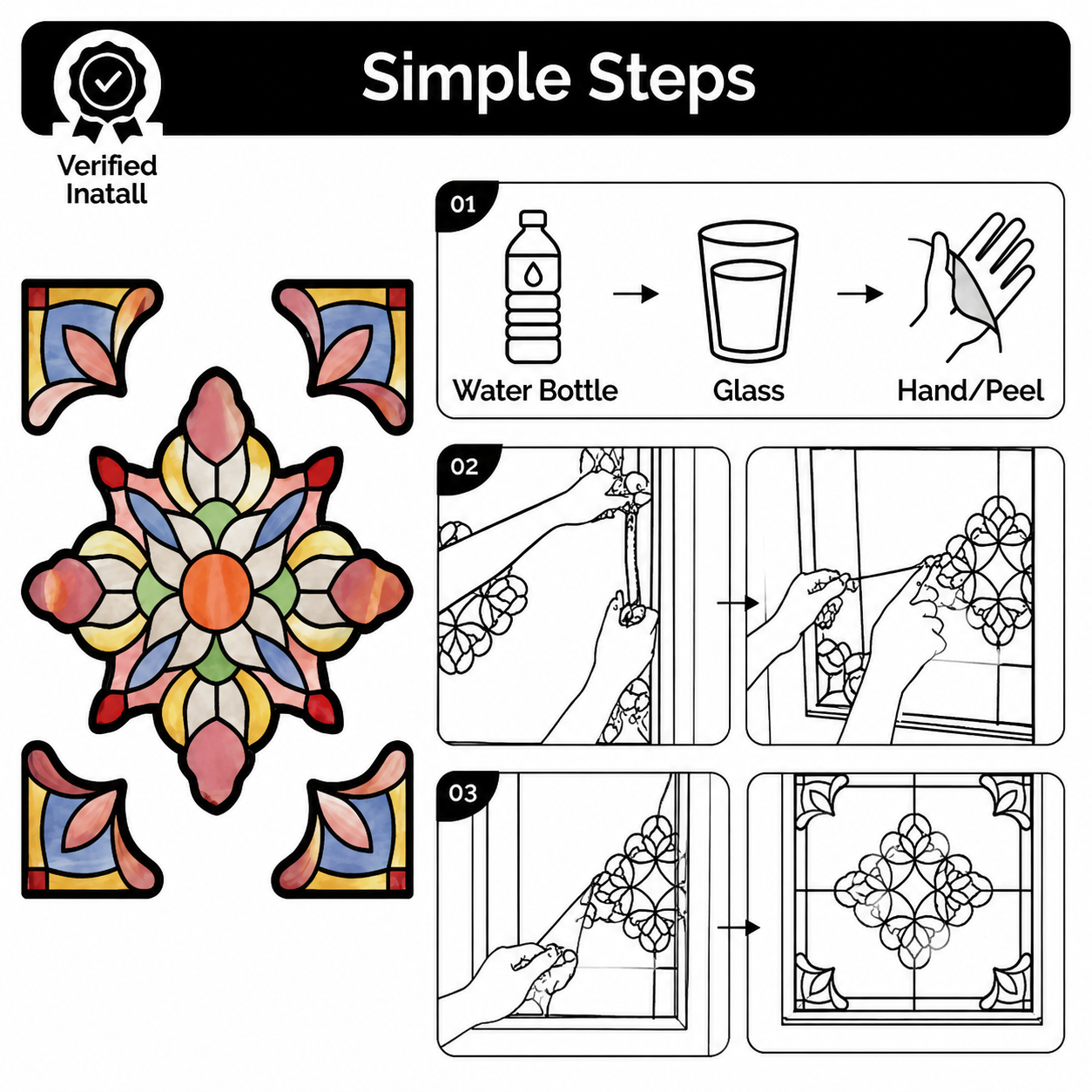 Rainbow Lotus Window Glass Sticker