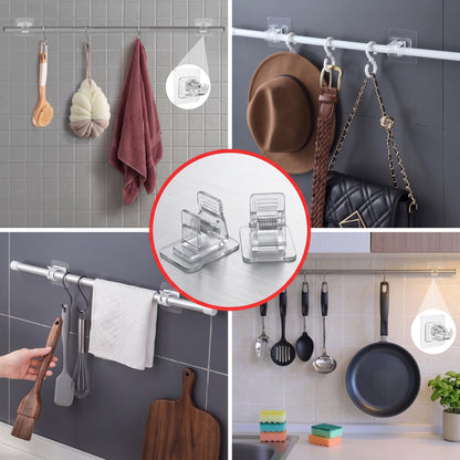 Self-Adhesive Curtain Rod Holder Clamps