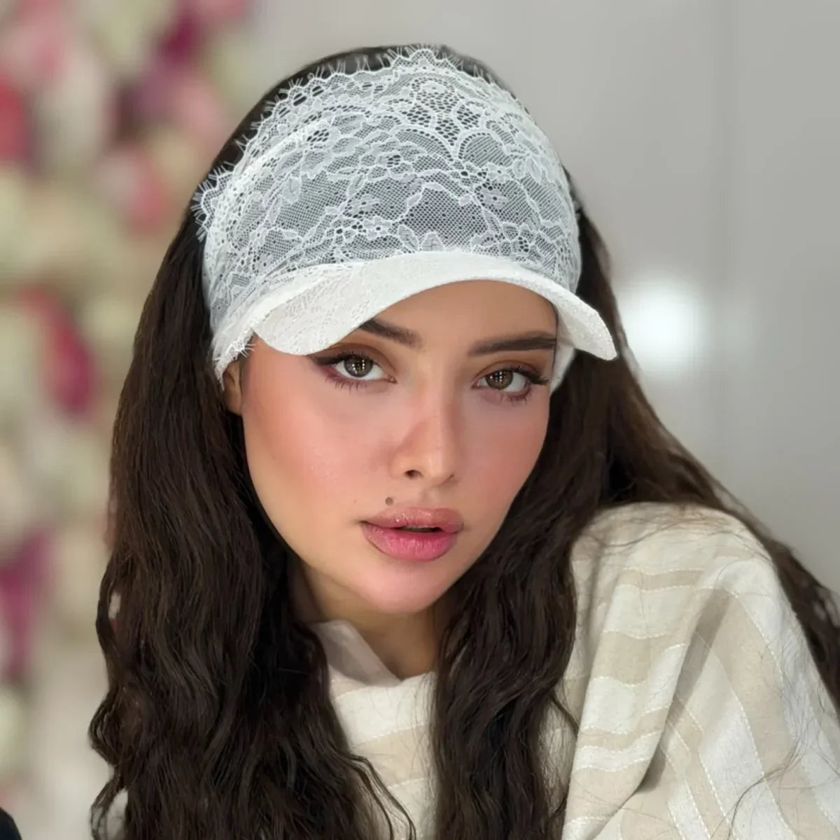 Elegant Lace Sun Visor Cap for Women