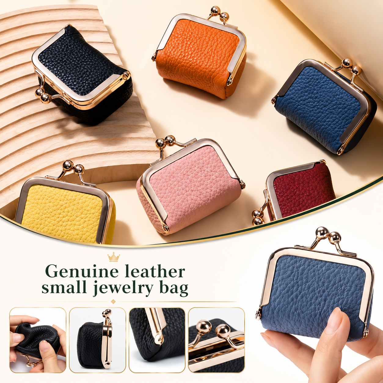 Travel Jewelry Case Organizer in Genuine Leather