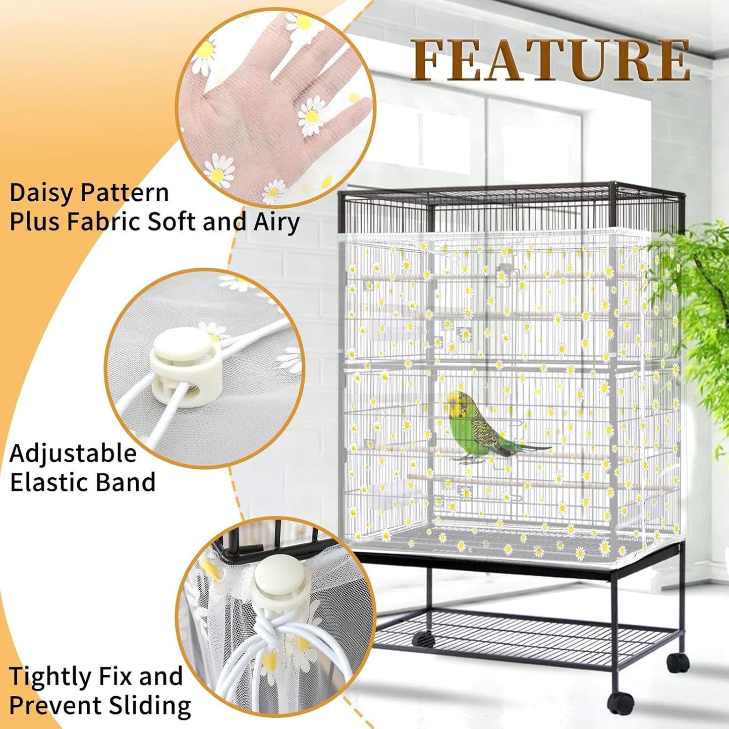Bird Cage Cover Net (Daisy Design)