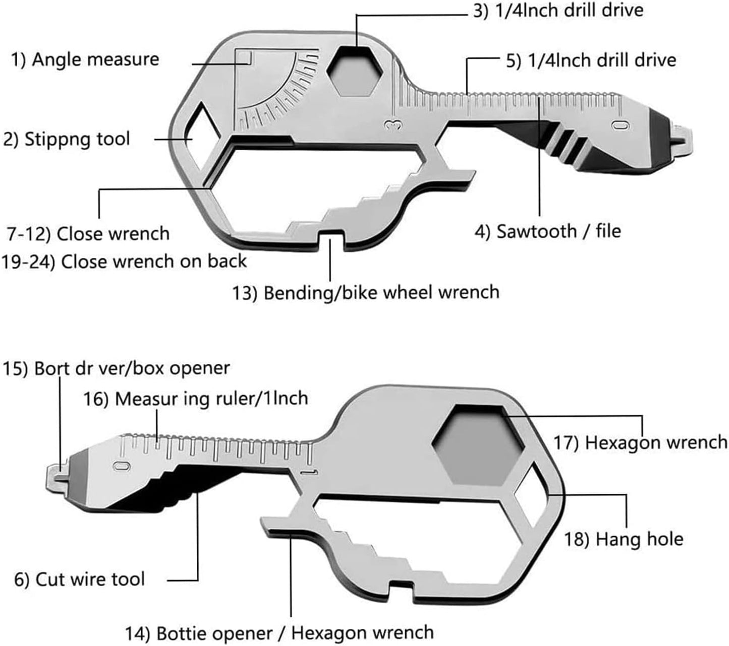 24-in-1 Key Shape Multi Tool
