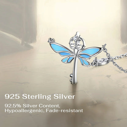 Blue Glowing Forest Butterfly Necklace